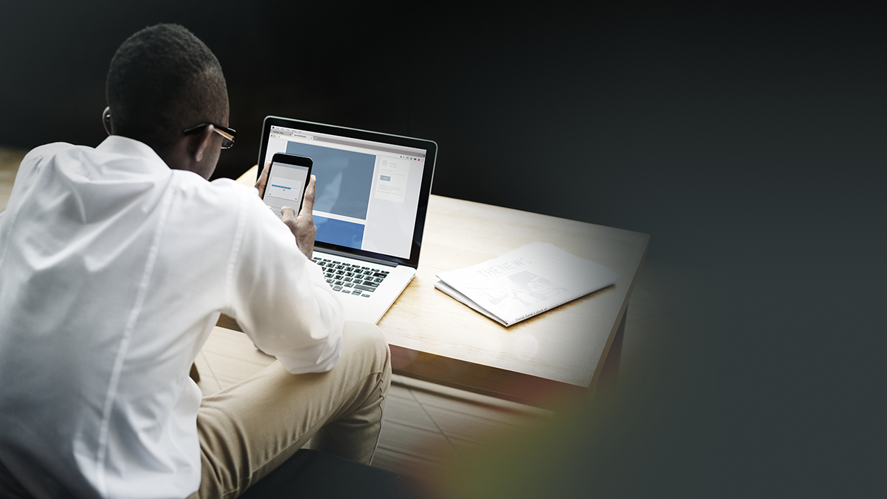 Man uploading files on a phone